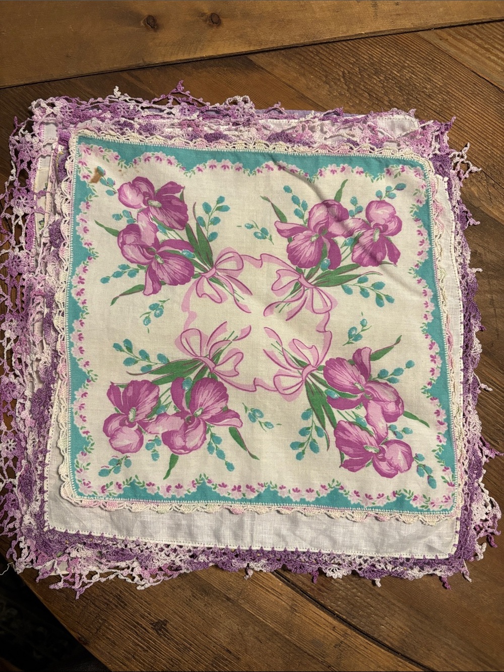 Vintage handkerchief bundle purple and lavender